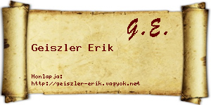 Geiszler Erik névjegykártya